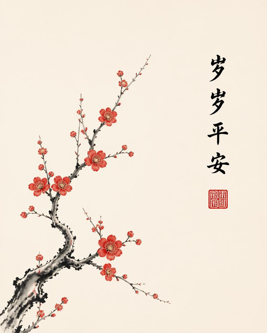 Plum Blossom Minimal Card
