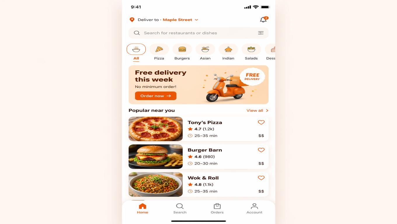 Food Delivery App Screen