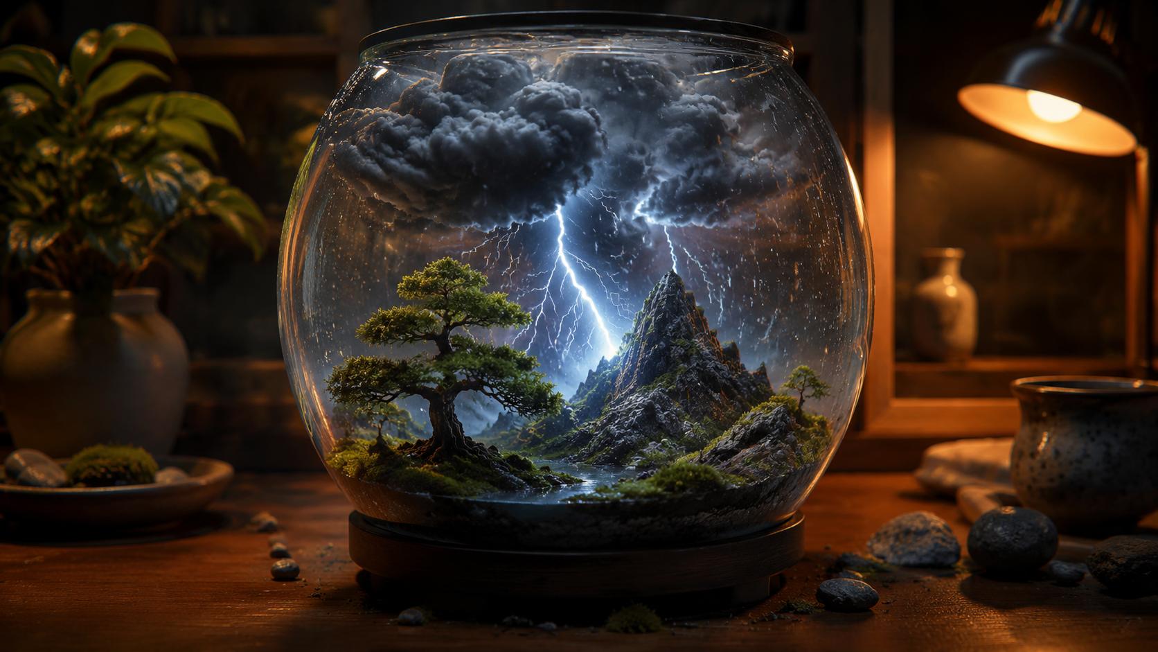 盆栽里的雷暴