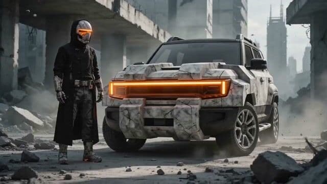 Brutalist Dystopian SUV Chase