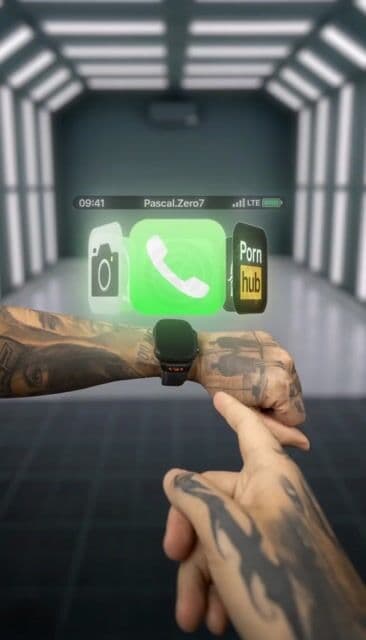 Smartwatch Summons Supercar in Futuristic Corridor