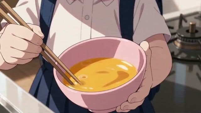 Anime Character Makes Tamagoyaki
