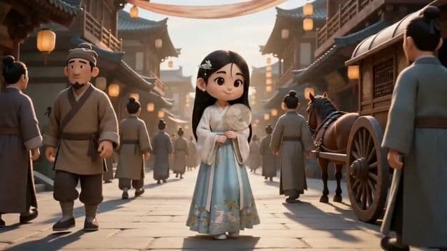 Q-Style 3D Cartoon Girl Character