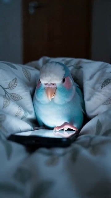 Parrot Fakes Sleep with Phone