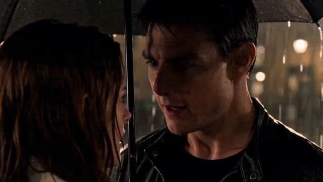 Rainy Night Tension Under Umbrella