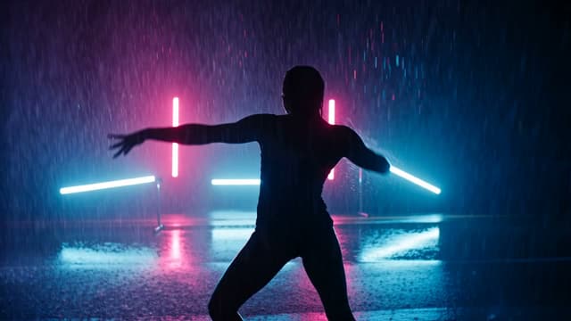 霓虹雨中独舞